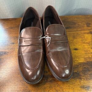 Nine West Men’s Brown Leather Penny Loafers - Slip-On Dress Shoes -Size 11